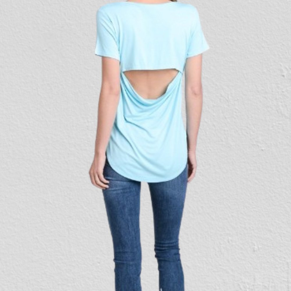 Wasabi & Mint Turquoise Back Cut Out Shirt 4263 NWT Boutique - Picture 1 of 13